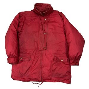 Vintage Eddie Bauer Goose Down Puffer Jacket Women's Large‎ Red Full Zip